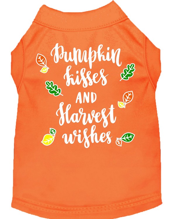 Pumpkin Kisses Screen Print Dog Shirt Orange Sm